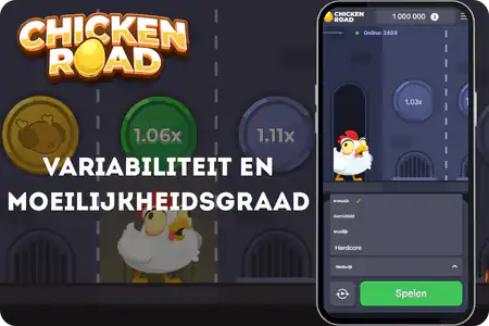 variabiliteit en moeilijkheidsgraad Chicken Road